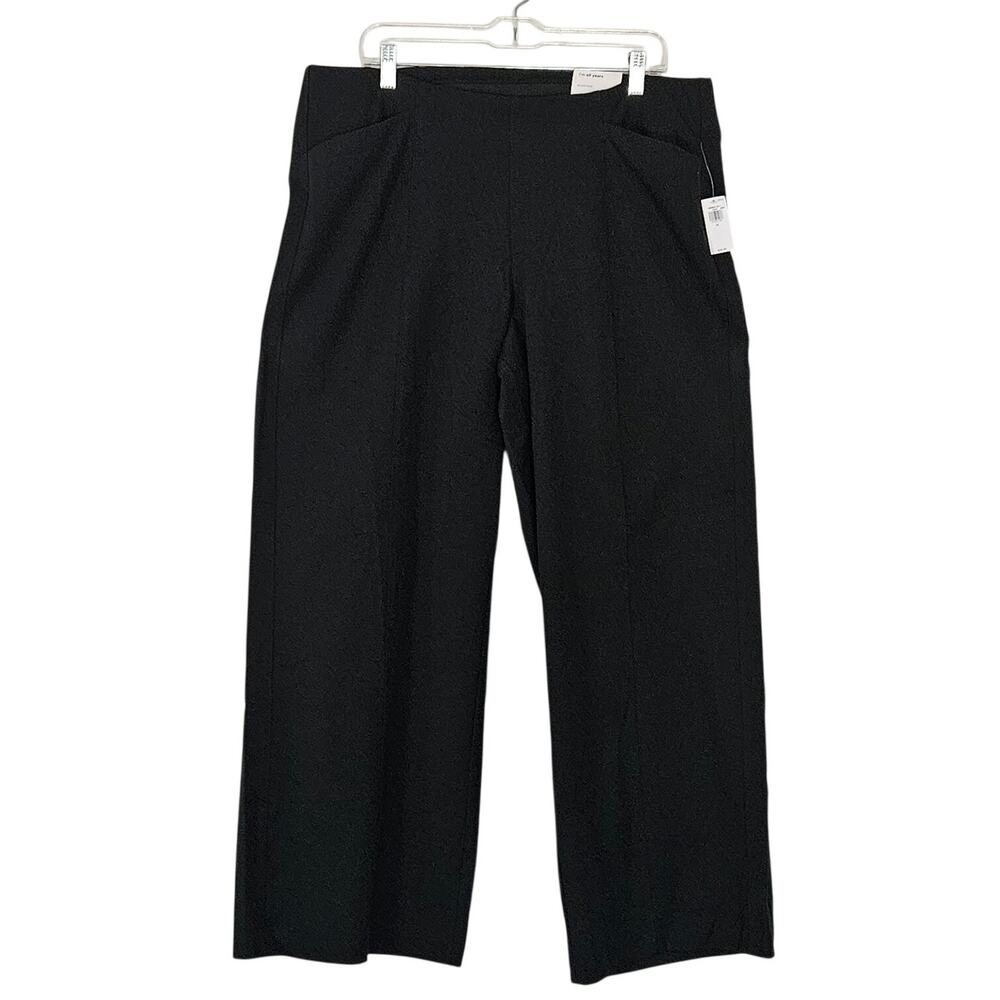 Old Navy High Rise Pull On Wide Leg Pants Black Jack Sz L
